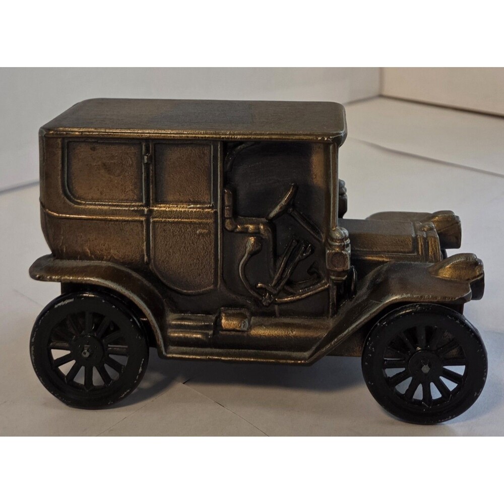 Vintage Cast Metal Car Coin Bank Antique Style Sedan Decorative Bank